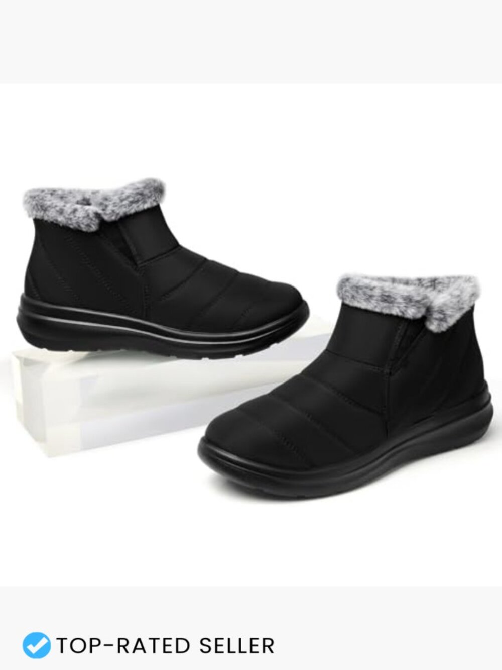 Winter Waterproof Boots With Faux Fur Lining Slip On Insulated Ankle Boots View 4